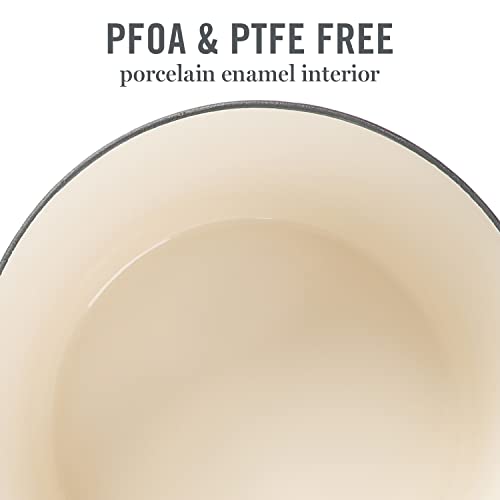 MARTHA STEWART Gatwick 7 QT Enamel Cast Iron Dutch Oven, Linen w/Gold Knob - Image 6