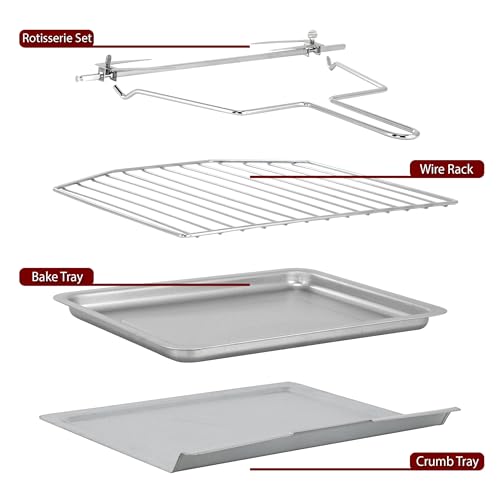 MegaChef 25 Liter Digital Electric French Door Multi-Function Counter Top Oven with Rotisserie Set & Toast, Bagel, Pizza, Bake, Roast, Broil, Cookies, Rotisserie, Dehydrate, Ferment, Warm Functions - Image 6
