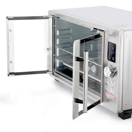 MegaChef 30 Quart Digital French Door Multi-Function Convection Toaster Oven with Rotisserie Set & Toast, Bagel, Pizza, Bake, Roast, Broil, Cookies, Dehydrate & More Presets - Image 4