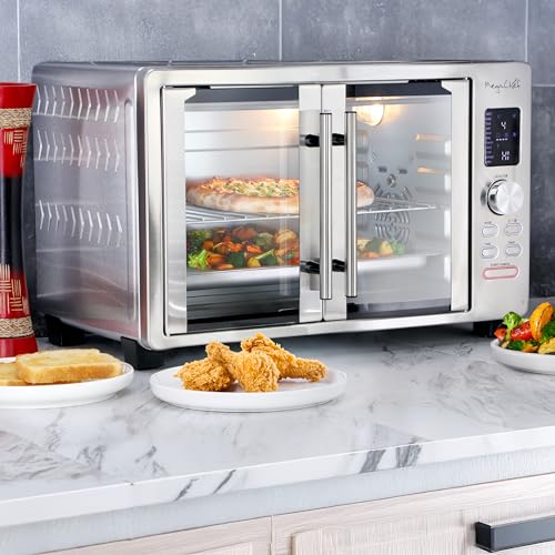 MegaChef 30 Quart Digital French Door Multi-Function Convection Toaster Oven with Rotisserie Set & Toast, Bagel, Pizza, Bake, Roast, Broil, Cookies, Dehydrate & More Presets - Image 8