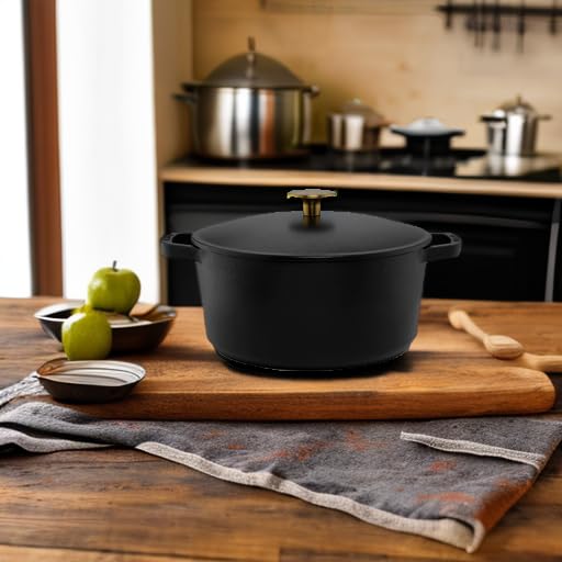 Milo by Kana 3.5-quart Enameled Cast Iron Dutch Oven with Lid | Premium Casserole Cooking Pot | Enamel Coating Inside and Out | Oven Safe and Dishwasher Friendly (Black with Gold Knob) - Image 6