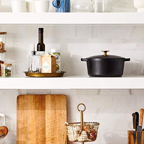 Milo by Kana 3.5-quart Enameled Cast Iron Dutch Oven with Lid | Premium Casserole Cooking Pot | Enamel Coating Inside and Out | Oven Safe and Dishwasher Friendly (Black with Gold Knob) - Image 7