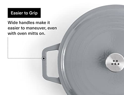 Misen 5.5 QT Braiser – Enameled Cast Iron Pan for Searing, Braising & Slow Cooking – No-Chip Enamel Coating – Extra-Wide Handles – Superior Heat Retention & Even Cooking - Gray - Image 7