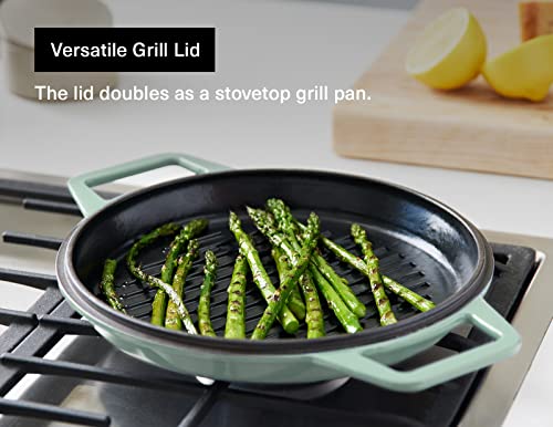 Misen 7 QT Enameled Cast Iron Dutch Oven - Chip-Resistant Enamel Coating - Thick Iron Core For Heat Retention - Large Cooking Surface - Oven Safe, Induction Compatible - Grill and Silicone Lid, Green - Image 6