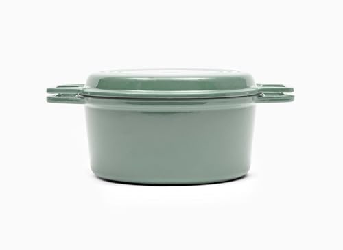 Misen 7 QT Enameled Cast Iron Dutch Oven - Chip-Resistant Enamel Coating - Thick Iron Core For Heat Retention - Large Cooking Surface - Oven Safe, Induction Compatible - Grill and Silicone Lid, Green - Image 7