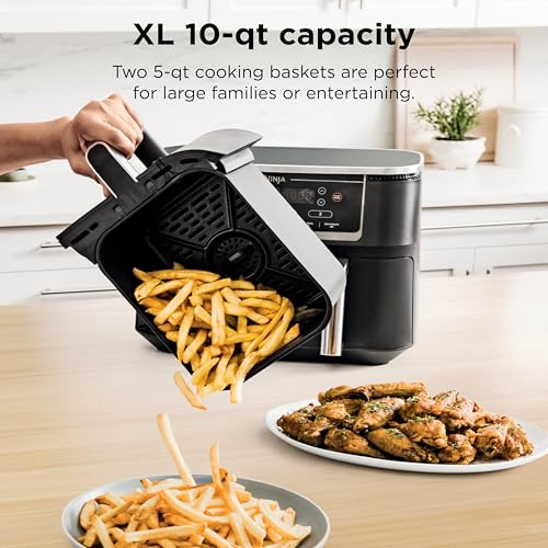 Ninja Foodi 10QT 6-in-1 DualZone Smart XL Air Fryer, 2 Independent 5QT Baskets, Smart Cook Thermometer, Match Cook, Smart Finish, Air Fry, Roast, Bake, Dehydrate, Reheat, Grey, DZ550 - Image 6