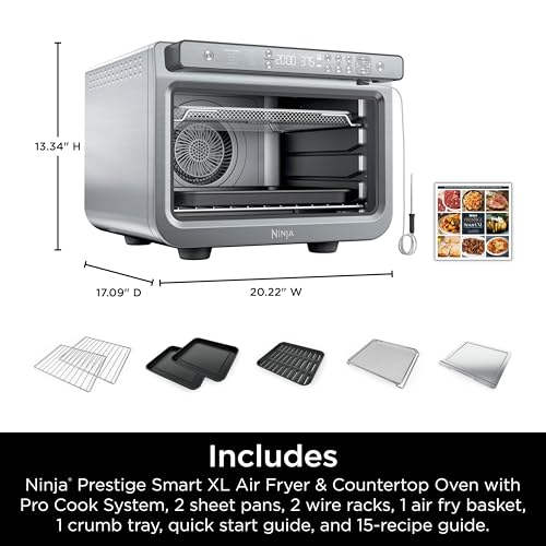 Ninja Prestige Smart XL with Pro Cook System 10-in-1 Air Fry Digital Countertop Convection Toaster Oven with Air Fry, Air Roast, Broil & Bake, Pro Cook Thermometer, 1800 Watts, Stainless Steel, DT551 - Image 3