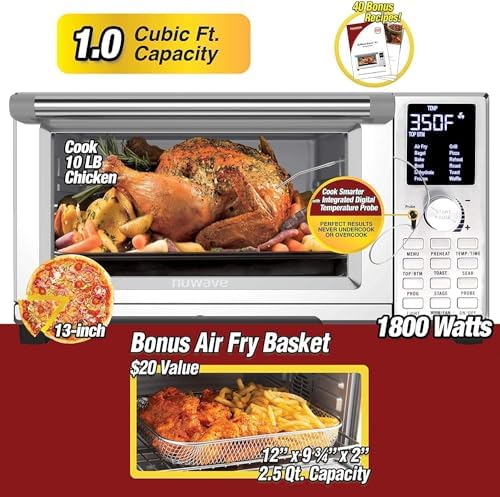 Nuwave Bravo Air Fryer Toaster Smart Oven, 12-in-1 Countertop Convection, 30-QT XL Capacity, 50°-500°F Temperature Controls, Top and Bottom Heater Adjustments 0%-100%, Brushed Stainless Steel Look - Image 5