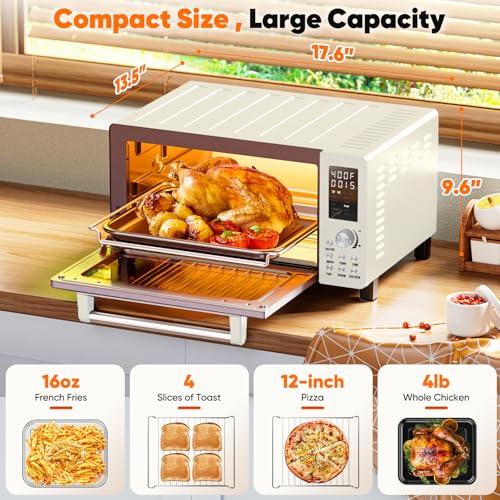 Nuwave Bravo Pro Convection Air Fryer Toaster Oven Combo, 2025 New and Improved, 10-in-1, 50°-450°F Temp Controls, Quick & Even Crisp Technology, 21Qt Capacity, Vanilla Cream, PFAS Free - Image 3
