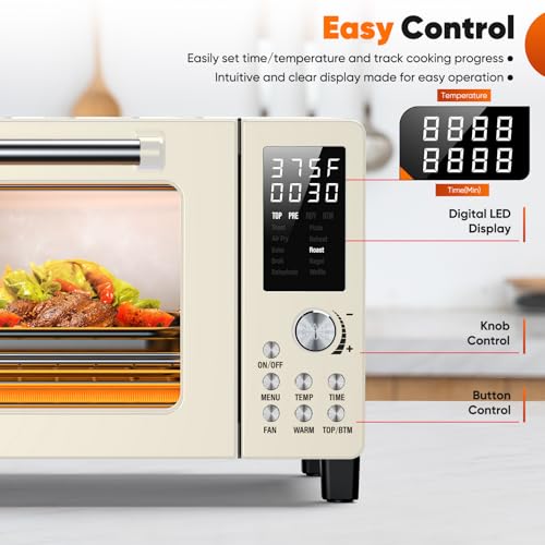 Nuwave Bravo Pro Convection Air Fryer Toaster Oven Combo, 2025 New and Improved, 10-in-1, 50°-450°F Temp Controls, Quick & Even Crisp Technology, 21Qt Capacity, Vanilla Cream, PFAS Free - Image 5