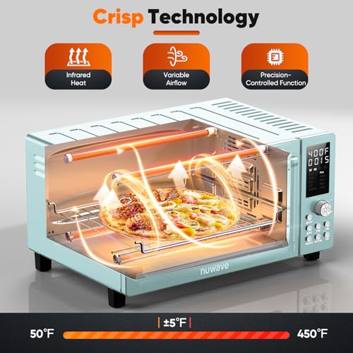 Nuwave Bravo Pro Smart 21QT Toaster Oven Air Fryer Combo, Convection Oven Countertop, 10 functions all in 1, with even & quick crisp technology, 50-450°F, 1800W, Mint Green - Image 5