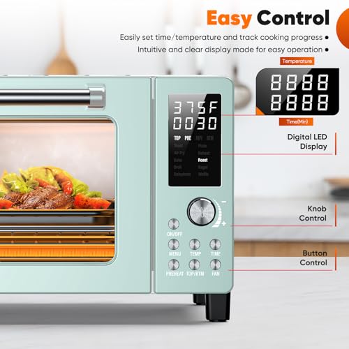 Nuwave Bravo Pro Smart 21QT Toaster Oven Air Fryer Combo, Convection Oven Countertop, 10 functions all in 1, with even & quick crisp technology, 50-450°F, 1800W, Mint Green - Image 6