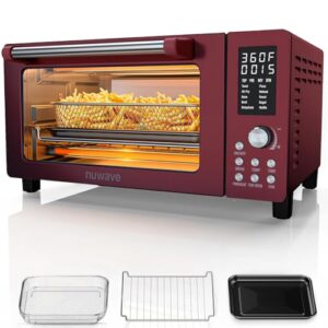 Nuwave Bravo Pro Smart Air Fryer Toaster Oven Combo, 12-in-1 Functions with Quicker & Even Crisp Technology, 1800W, 50-450°F, PFAS-Free, 21QT, Cinnamon
