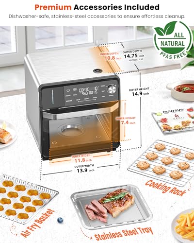 Nuwave Combi Steam Oven, Non-Toxic Stainless Steel Multi-Cooker with Air Fry, Steam, Sous Vide, Toast & More, 50-450°F Precision, 120 Presets, Moisture Control, Programmable, Easy to Clean - Image 3