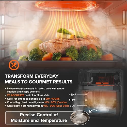Nuwave Combi Steam Oven, Non-Toxic Stainless Steel Multi-Cooker with Air Fry, Steam, Sous Vide, Toast & More, 50-450°F Precision, 120 Presets, Moisture Control, Programmable, Easy to Clean - Image 4