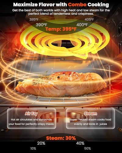 Nuwave Combi Steam Oven, Non-Toxic Stainless Steel Multi-Cooker with Air Fry, Steam, Sous Vide, Toast & More, 50-450°F Precision, 120 Presets, Moisture Control, Programmable, Easy to Clean - Image 6