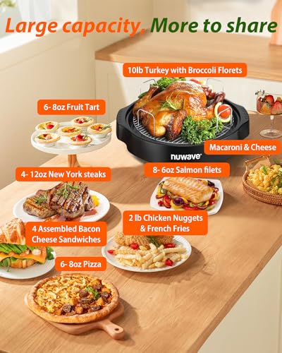 Nuwave Oven Pro Plus Air Fryer, Infra-Red Countertop, 2025 Advanced Convection, No Defrosting or Preheating, Cook Fresh or Frozen, Durable Power Dome, 100 Presets & 50 Memory, PFAS Free, Black - Image 4