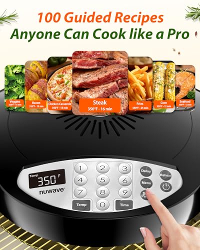 Nuwave Oven Pro Plus Air Fryer, Infra-Red Countertop, 2025 Advanced Convection, No Defrosting or Preheating, Cook Fresh or Frozen, Durable Power Dome, 100 Presets & 50 Memory, PFAS Free, Black - Image 6