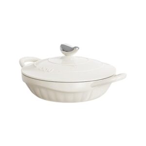 OOU Enameled Cast Iron Dutch Oven 2.64QT, Shallow Small Dutch Oven with Lid – Oven & Stovetop Safe (500°F), for Baking, Braising, Searing, Frying, Soups – Dishwasher Safe, Heavy Duty, Even Heat Distribution