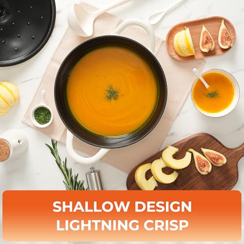 OOU Enameled Cast Iron Dutch Oven 2.64QT, Shallow Small Dutch Oven with Lid – Oven & Stovetop Safe (500°F), for Baking, Braising, Searing, Frying, Soups – Dishwasher Safe, Heavy Duty, Even Heat Distribution - Image 8