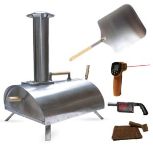 Outdoor Pellet Pizza Oven – Original Pellethead PoBoy Wood Fired Portable Grill with Peel, Blower, 13″ Pizza Stone Accessories Kit