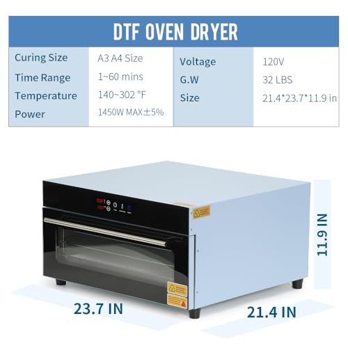 PYD Life DTF Oven Dryer A3 A4 3 Layers 1450 W 120 V Light Blue for DTF Heat Transfer Film Sheets,DTF Curing Oven 11.8" x 17.7" for Bulk DTF Films Dryer - Image 3