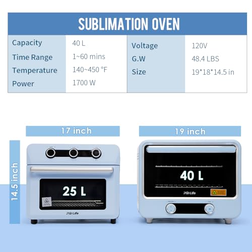 PYD Life Sublimation Oven Machine 40 L 120 V 1700 W Light Blue Convection Oven for Sublimation Blanks Tumblers Mugs Water Bottles Cups Bulk Printing - Image 3