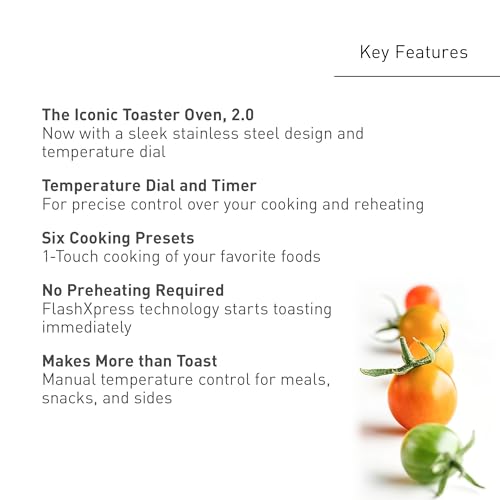 Panasonic FlashXpress Toaster Oven Countertop, 4-Slice Compact Size w/Double Infrared Heating, PFAS-free, 6 Auto Cook Options & Precise Temperature Control, 1300W - NB-G200P (Stainless Steel) - Image 5