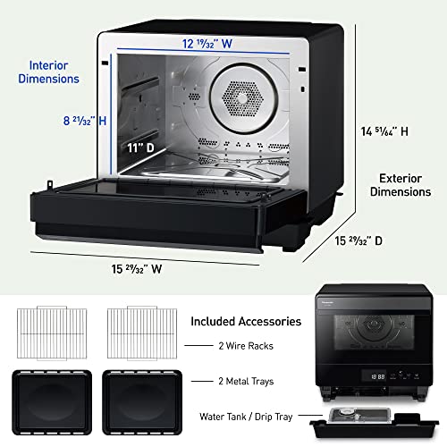 Panasonic HomeChef 7-in-1 Compact Oven with Convection Bake, Airfryer, Steam, Slow Cook, Ferment, 1200 watts, .7 cu ft with Easy Clean Interior - NU-SC180B (Black) - Image 3