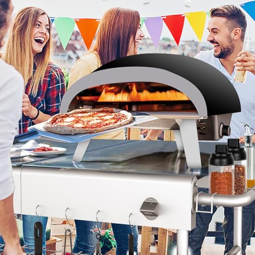 Pizza Oven Table Grill Cart with Pizza Topping Station Movable Food and Prep Workcart Outdoor Grill Table Stand for Ninja Woodfire Blackstone Griddle Cuisinart etc Grill - Image 3