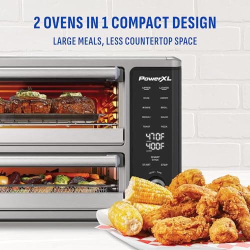 PowerXL SmartSynx Dual Door Oven, 8 Quick-Touch Cooking Presets including Air Fry, Toast, Bake, Broil, Reheat and More, Cook 2 Different Foods at the Same Time, Large Capacity & Adjustable Temperature - Image 3