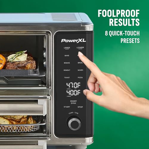 PowerXL SmartSynx Dual Door Oven, 8 Quick-Touch Cooking Presets including Air Fry, Toast, Bake, Broil, Reheat and More, Cook 2 Different Foods at the Same Time, Large Capacity & Adjustable Temperature - Image 7