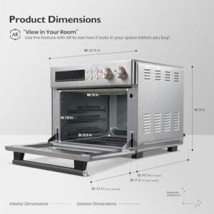 Infrared Heating Air Fryer Toaster Oven, Extra Large Countertop Convection Oven 10-in-1 Combo, 6-Slice Toast, Enamel Baking Pan Easy Clean with Recipe Book, Black Matte Stainless Steel