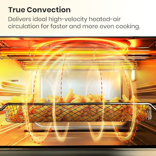Retro Style Infrared Heating Air Fryer Toaster Oven, Extra Large Countertop Convection Oven 10-in-1 Combo, 6-Slice Toast, Enamel Baking Pan Easy Clean with Recipe Book, Almond Yellow Color - Image 5