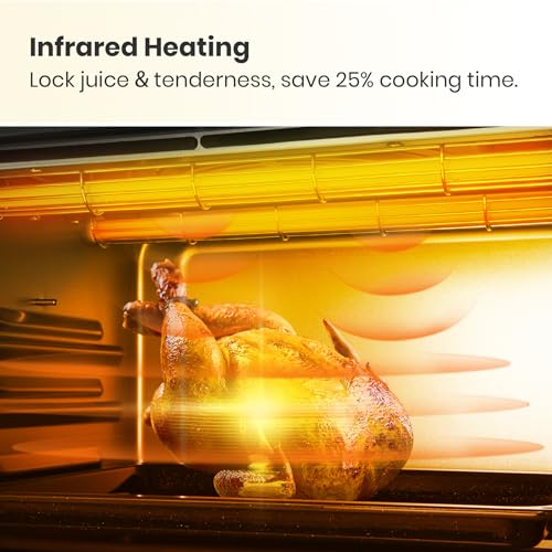 Retro Style Infrared Heating Air Fryer Toaster Oven, Extra Large Countertop Convection Oven 10-in-1 Combo, 6-Slice Toast, Enamel Baking Pan Easy Clean with Recipe Book, Almond Yellow Color - Image 6