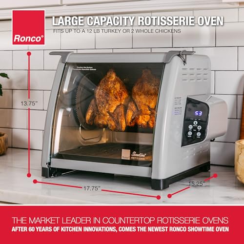 Ronco 6000 Platinum Series Rotisserie Oven, Digital Display, 12-Pound Capacity, Auto Shutoff, Includes Rotisserie Spit, Multi-Purpose Basket, 3 Cooking Functions: Rotisserie, Sear and No Heat Rotation - Image 3