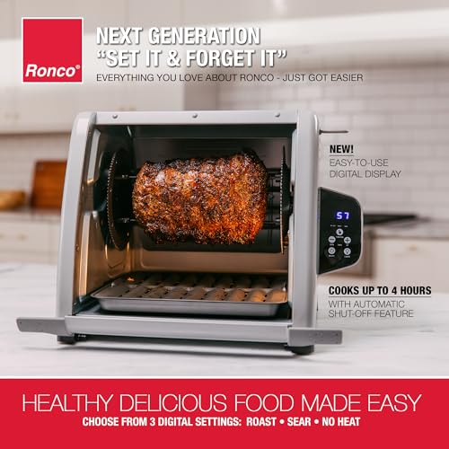 Ronco 6000 Platinum Series Rotisserie Oven, Digital Display, 12-Pound Capacity, Auto Shutoff, Includes Rotisserie Spit, Multi-Purpose Basket, 3 Cooking Functions: Rotisserie, Sear and No Heat Rotation - Image 4
