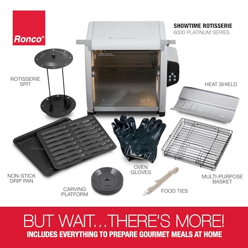 Ronco 6000 Platinum Series Rotisserie Oven, Digital Display, 12-Pound Capacity, Auto Shutoff, Includes Rotisserie Spit, Multi-Purpose Basket, 3 Cooking Functions: Rotisserie, Sear and No Heat Rotation - Image 7