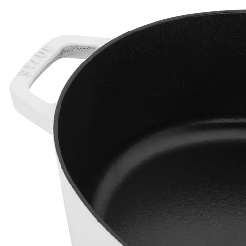 STAUB Cast Iron 6.25-qt Wide Oval Dutch Oven, Pure White - Image 5