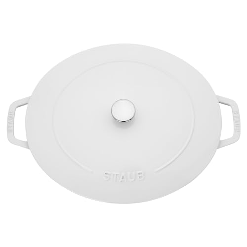 STAUB Cast Iron 6.25-qt Wide Oval Dutch Oven, Pure White - Image 6
