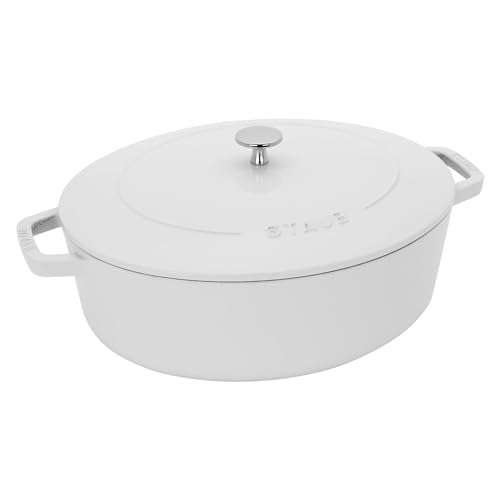 STAUB Cast Iron 6.25-qt Wide Oval Dutch Oven, Pure White