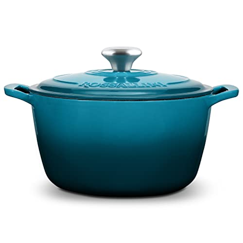 Signature Enameled Cast Iron Dutch Oven, Non-Stick Serving Pot with Tight Fitting Lid for Perfect Roasting, Baking, Sauteing, and Bread Making | 5.5Q (5.2L) - Ocean Blue - Image 4