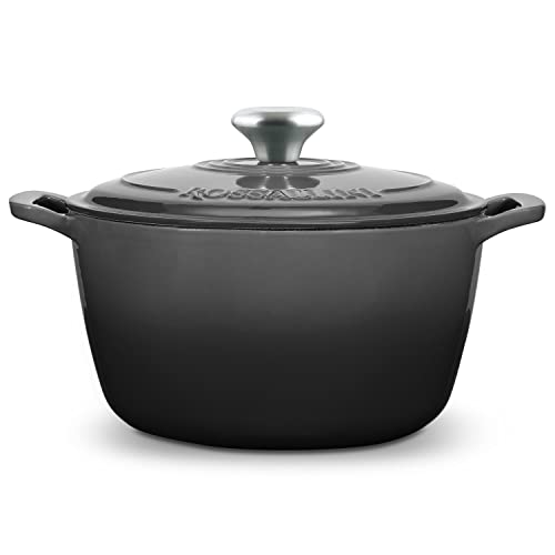 Signature Enameled Cast Iron Dutch Oven, Non-Stick Serving Pot with Tight Fitting Lid for Perfect Roasting, Baking, Sauteing, and Bread Making | 5.5Q (5.2L) - Oyster Grey - Image 4