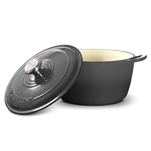 Signature Enameled Cast Iron Dutch Oven, Non-Stick Serving Pot with Tight Fitting Lid for Perfect Roasting, Baking, Sauteing, and Bread Making | 5.5Q (5.2L) - Oyster Grey - Image 6