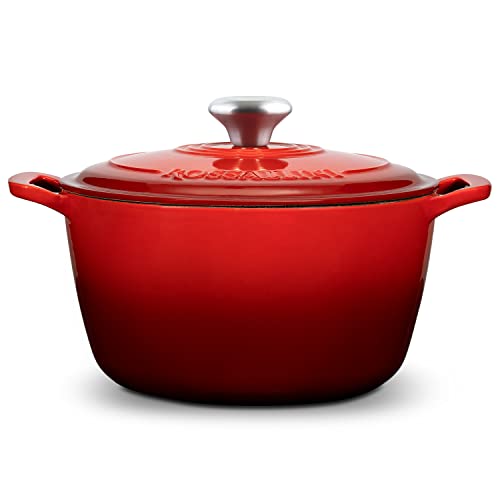 Signature Enameled Cast Iron Dutch Oven, Non-Stick Serving Pot with Tight Fitting Lid for Perfect Roasting, Baking, Sauteing, and Bread Making | 5.5Q (5.2L) - Red - Image 4