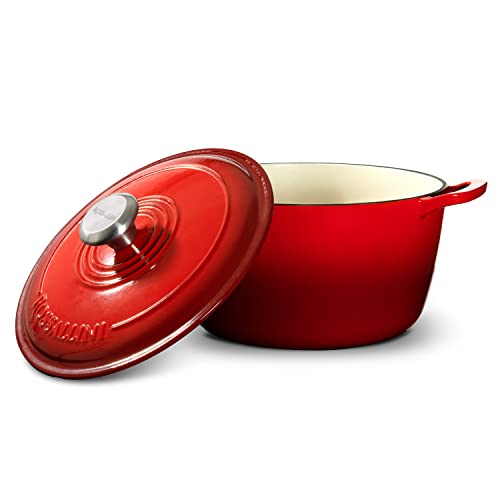 Signature Enameled Cast Iron Dutch Oven, Non-Stick Serving Pot with Tight Fitting Lid for Perfect Roasting, Baking, Sauteing, and Bread Making | 5.5Q (5.2L) - Red - Image 6