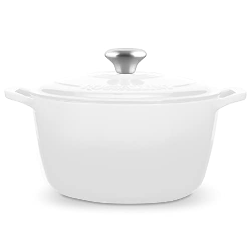 Signature Enameled Cast Iron Dutch Oven, Non-Stick Serving Pot with Tight Fitting Lid for Perfect Roasting, Baking, Sauteing, and Bread Making | 5.5Q (5.2L) - White - Image 4