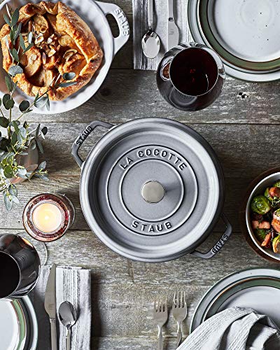 Staub Cast Iron 4-qt Round Cocotte - Graphite Grey, Made in France - Image 6