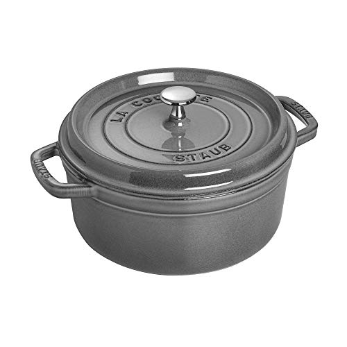Staub Cast Iron 4-qt Round Cocotte - Graphite Grey, Made in France