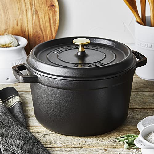 Staub Cast Iron Dutch Oven 5-qt Tall Cocotte, Made in France, Serves 5-6, Matte Black - Image 3